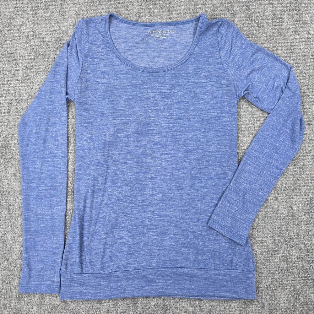 Beyond Yoga Shirt Womens XS Blue Open Back Long Sleeve Stretch Activewear Top